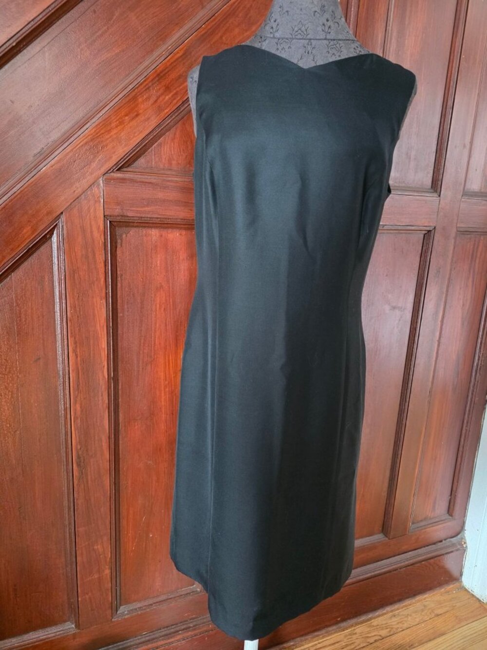 Talbots Black Silk Sleeveless Petite Sheath Dress With Pleated Hem Size 12 Petit